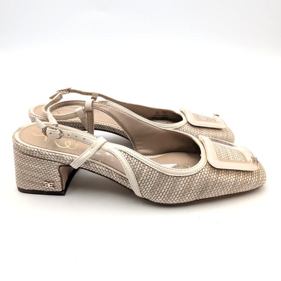 Sam Edelman Tracie Slingback Pump Women's Square Toe Light Natural Size US7 EU37 - Picture 3 of 11